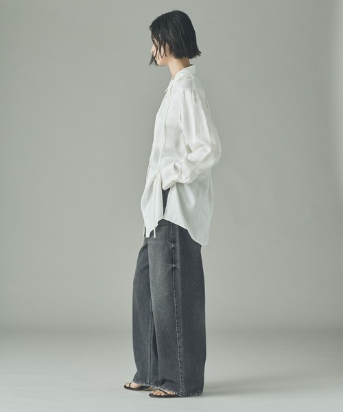 Curensology(カレンソロジー)の「Curensology(カレンソロジー)/キュプラサテンシャツ(シャツ/ブラウス・レディース・ブラック/ホワイト・FREE)」の7枚目の写真