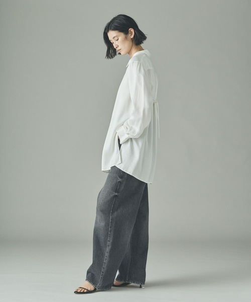 Curensology(カレンソロジー)の「Curensology(カレンソロジー)/キュプラサテンシャツ(シャツ/ブラウス・レディース・ブラック/ホワイト・FREE)」の10枚目の写真