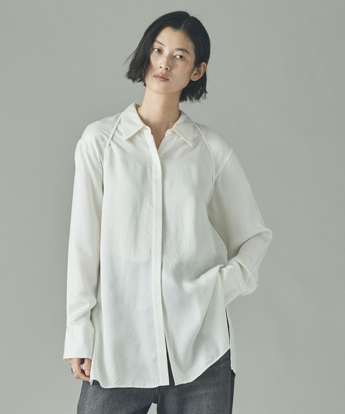 Curensology(カレンソロジー)の「Curensology(カレンソロジー)/キュプラサテンシャツ(シャツ/ブラウス・レディース・ブラック/ホワイト・FREE)」の12枚目の写真