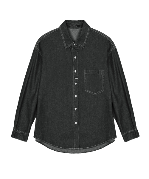 NICK&NICOLE(ニックアンドニコール)の「MINIMAL CLASSIC DENIM SHIRTS_BLACK(シャツ/ブラウス・レディース・その他・FREE)」の4枚目の写真