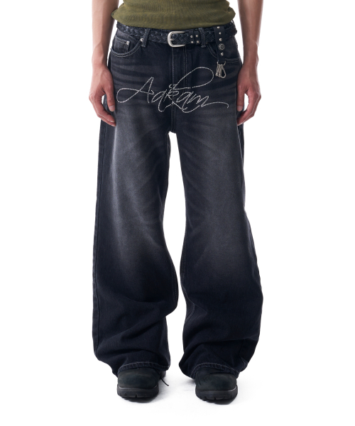 AAKAM（アーカム）の「Rhinestone Washed Denim Pants (Black)（デニムパンツ・レディース・その他・1/2）」の8枚目の写真