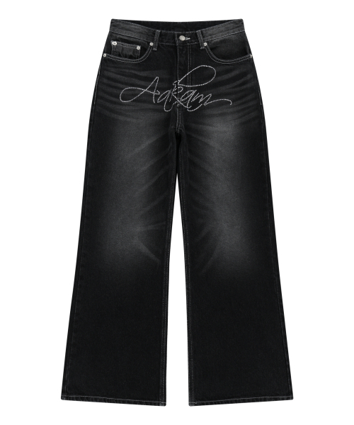 AAKAM（アーカム）の「Rhinestone Washed Denim Pants (Black)（デニムパンツ・レディース・その他・1/2）」の13枚目の写真