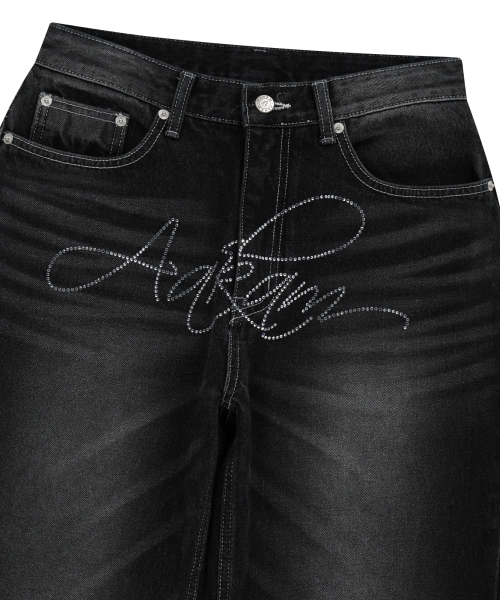 AAKAM（アーカム）の「Rhinestone Washed Denim Pants (Black)（デニムパンツ・レディース・その他・1/2）」の15枚目の写真