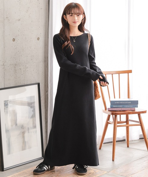Petitle（プチレ）の「[ 低身長向けサイズ ] 2点セット ニットビスチェ×ワンピース（ワンピース・レディース・レッド/チャコール/ブラック・M-Short/PM）」の6枚目の写真