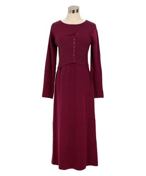 Petitle（プチレ）の「[ 低身長向けサイズ ] 2点セット ニットビスチェ×ワンピース（ワンピース・レディース・レッド/チャコール/ブラック・M-Short/PM）」の16枚目の写真