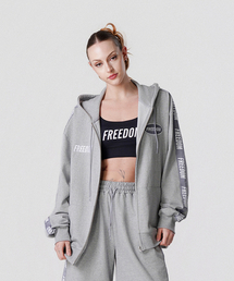 FREEDOM（フリーダム）の「レタリングフードジップアップ（グレー）（ジャージ）」