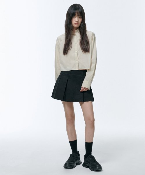 MUSINSA STANDARD WOMAN（ムシンサスタンダードウーマン）の「ウィメンズコットンナイロンオーバーサイズクロップシャツ[ライトベージュ]（シャツ/ブラウス・レディース・その他・LARGE/X-SMALL/SMALL/MEDIUM）」の3枚目の写真