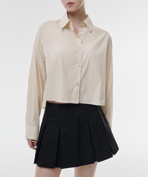 MUSINSA STANDARD WOMAN（ムシンサスタンダードウーマン）の「ウィメンズコットンナイロンオーバーサイズクロップシャツ[ライトベージュ]（シャツ/ブラウス・レディース・その他・LARGE/X-SMALL/SMALL/MEDIUM）」の6枚目の写真