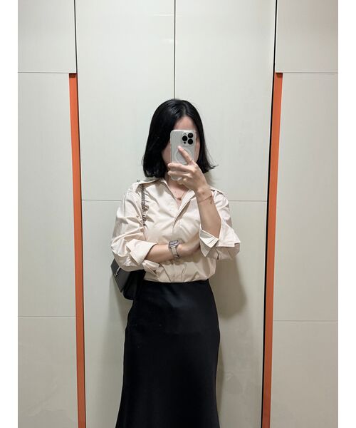MUSINSA STANDARD WOMAN（ムシンサスタンダードウーマン）の「ウィメンズコットンナイロンオーバーサイズクロップシャツ[ライトベージュ]（シャツ/ブラウス・レディース・その他・LARGE/X-SMALL/SMALL/MEDIUM）」の11枚目の写真