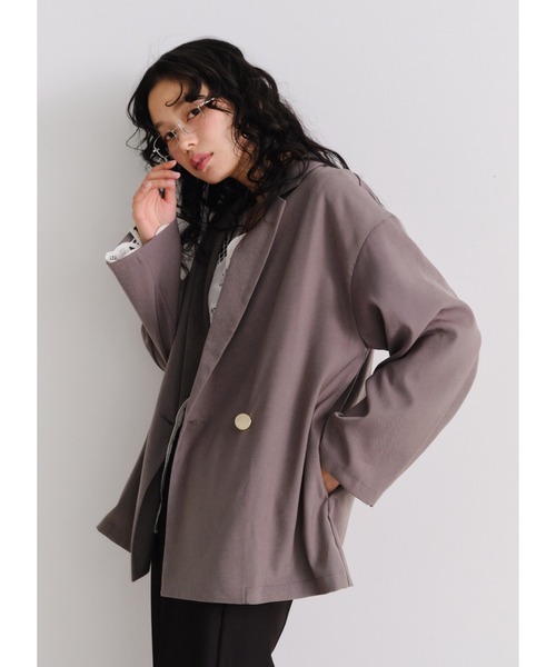 Shelly island（シェリーアイランド）の「【SETUP対応】ニュアンステーラードジャケット（テーラードジャケット・レディース・グレー/ネイビー/ベージュ・FREE）」の2枚目の写真