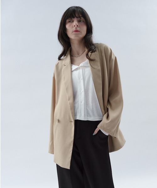 Shelly island（シェリーアイランド）の「【SETUP対応】ニュアンステーラードジャケット（テーラードジャケット・レディース・グレー/ネイビー/ベージュ・FREE）」の4枚目の写真