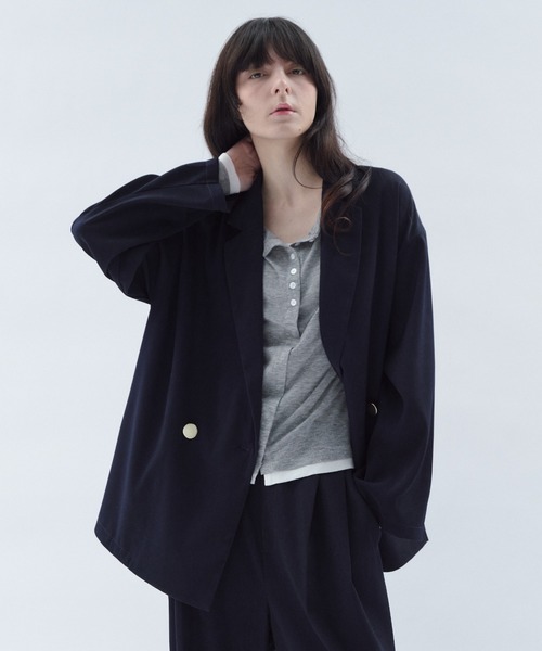 Shelly island（シェリーアイランド）の「【SETUP対応】ニュアンステーラードジャケット（テーラードジャケット・レディース・グレー/ネイビー/ベージュ・FREE）」の13枚目の写真
