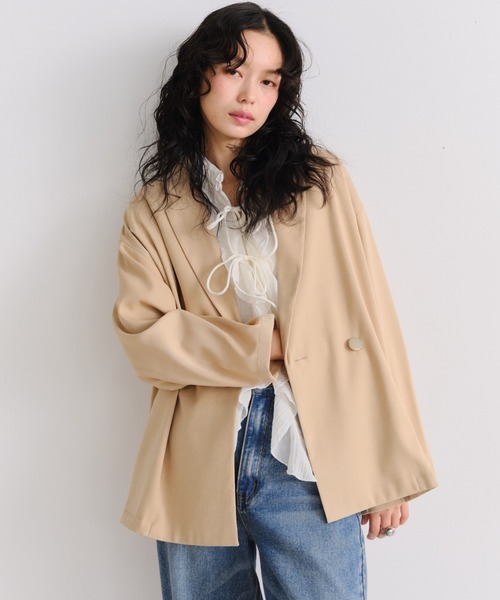 Shelly island（シェリーアイランド）の「【SETUP対応】ニュアンステーラードジャケット（テーラードジャケット・レディース・グレー/ネイビー/ベージュ・FREE）」の8枚目の写真