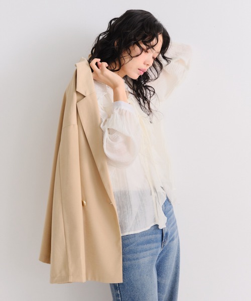 Shelly island（シェリーアイランド）の「【SETUP対応】ニュアンステーラードジャケット（テーラードジャケット・レディース・グレー/ネイビー/ベージュ・FREE）」の9枚目の写真