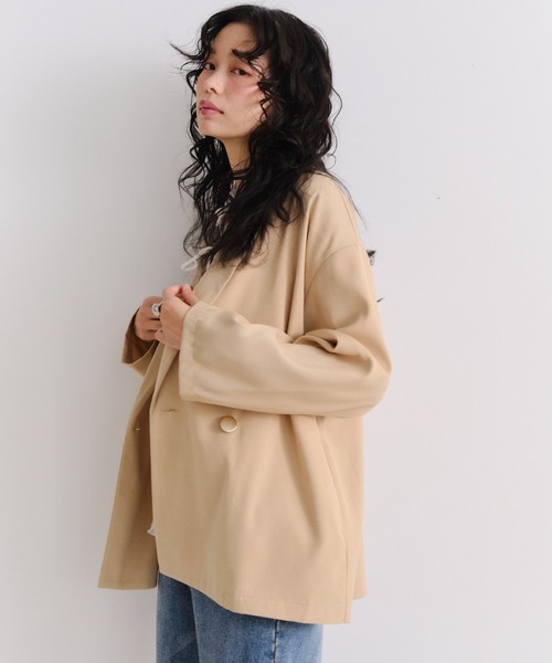 Shelly island（シェリーアイランド）の「【SETUP対応】ニュアンステーラードジャケット（テーラードジャケット・レディース・グレー/ネイビー/ベージュ・FREE）」の10枚目の写真