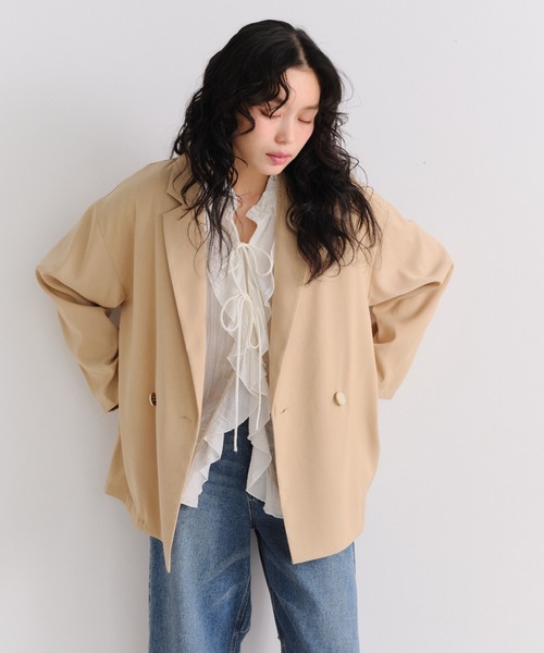 Shelly island（シェリーアイランド）の「【SETUP対応】ニュアンステーラードジャケット（テーラードジャケット・レディース・グレー/ネイビー/ベージュ・FREE）」の11枚目の写真