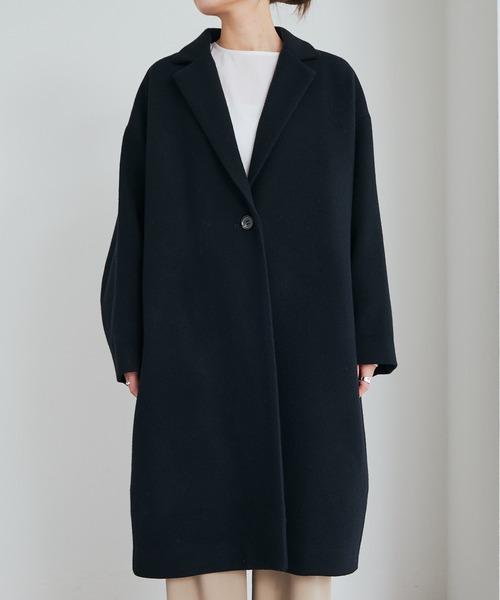 PUAL CE CIN(ピュアルセシン)の「【日本製】メルトンチェスターコート(チェスターコート・レディース・ブラック・FREE)」の6枚目の写真
