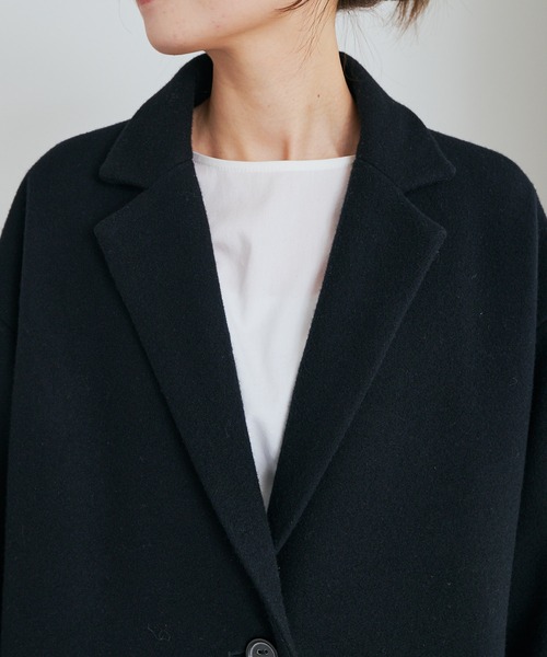 PUAL CE CIN(ピュアルセシン)の「【日本製】メルトンチェスターコート(チェスターコート・レディース・ブラック・FREE)」の9枚目の写真