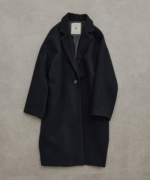 PUAL CE CIN(ピュアルセシン)の「【日本製】メルトンチェスターコート(チェスターコート・レディース・ブラック・FREE)」の2枚目の写真