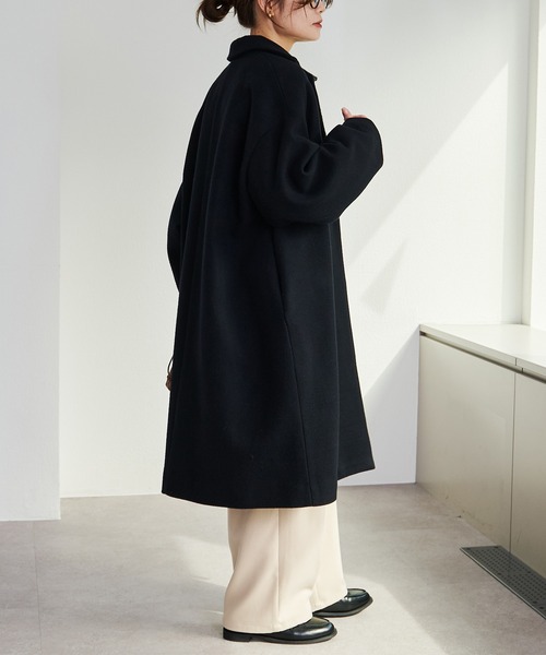 PUAL CE CIN(ピュアルセシン)の「【日本製】メルトンチェスターコート(チェスターコート・レディース・ブラック・FREE)」の4枚目の写真