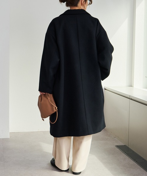 PUAL CE CIN(ピュアルセシン)の「【日本製】メルトンチェスターコート(チェスターコート・レディース・ブラック・FREE)」の5枚目の写真