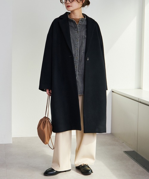 PUAL CE CIN(ピュアルセシン)の「【日本製】メルトンチェスターコート(チェスターコート・レディース・ブラック・FREE)」の17枚目の写真