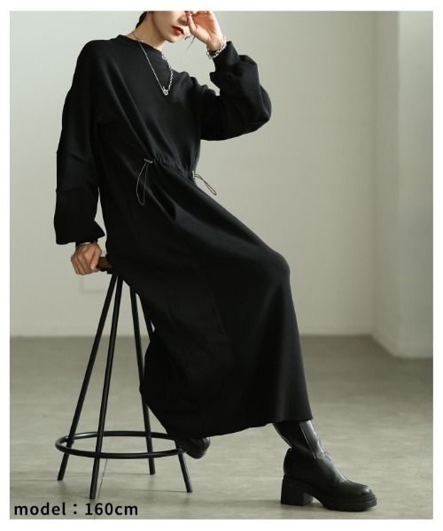 Sawa a la mode(サワアラモード)の「切替タックスリーブドロストワンピース(ワンピース・レディース・ブラック・FREE)」の7枚目の写真