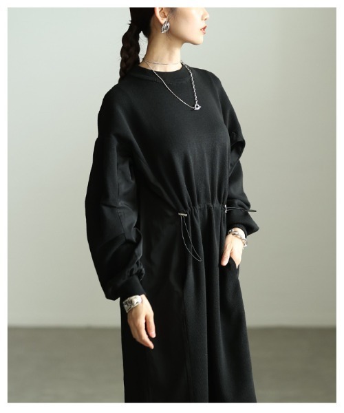 Sawa a la mode(サワアラモード)の「切替タックスリーブドロストワンピース(ワンピース・レディース・ブラック・FREE)」の8枚目の写真
