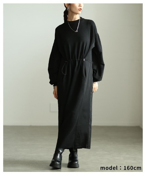 Sawa a la mode(サワアラモード)の「切替タックスリーブドロストワンピース(ワンピース・レディース・ブラック・FREE)」の9枚目の写真