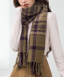 DAY CLOSET | 【大判/膝掛け/2WAYマフラー】羽織れる幅広タータンチェックフリンジストール(ストール/ショール)