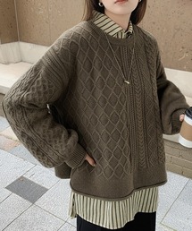 <2点セット> 重ねて映える ニット & シャツ アンサンブル
