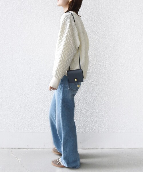SHIPS（シップス）の「【WEB限定】〈手洗い可能〉キルティング ジャカード キーネック プルオーバー（Tシャツ/カットソー・レディース・オフホワイト/グレー/ネイビー・ONE SIZE）」の11枚目の写真