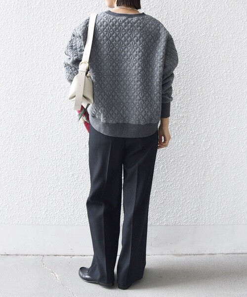 SHIPS（シップス）の「【WEB限定】〈手洗い可能〉キルティング ジャカード キーネック プルオーバー（Tシャツ/カットソー・レディース・オフホワイト/グレー/ネイビー・ONE SIZE）」の20枚目の写真