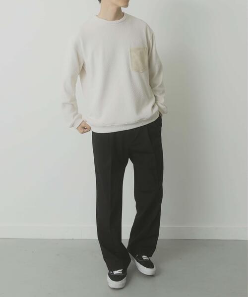 ITEMS URBANRESEARCH（アイテムズ アーバンリサーチ）の「ポケット切替ツイードクルーネックtops（Tシャツ/カットソー・メンズ・オフホワイト/ブラック/ブルー系その他・MEDIUM/LARGE）」の7枚目の写真