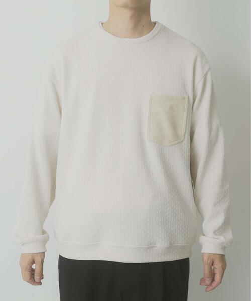 ITEMS URBANRESEARCH（アイテムズ アーバンリサーチ）の「ポケット切替ツイードクルーネックtops（Tシャツ/カットソー・メンズ・オフホワイト/ブラック/ブルー系その他・MEDIUM/LARGE）」の8枚目の写真