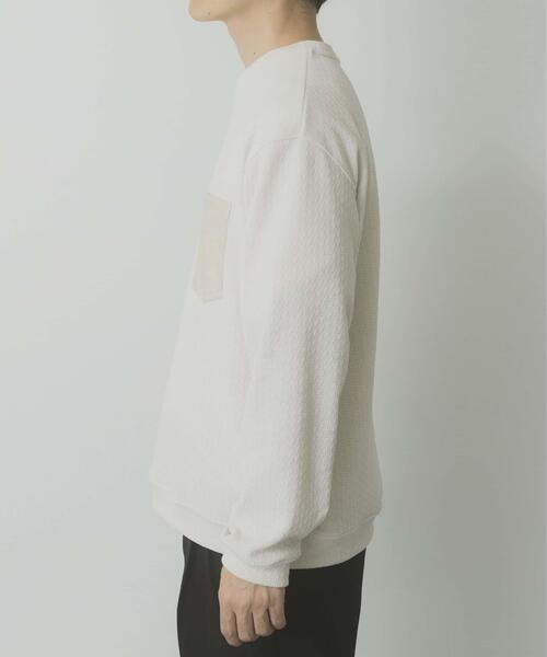 ITEMS URBANRESEARCH（アイテムズ アーバンリサーチ）の「ポケット切替ツイードクルーネックtops（Tシャツ/カットソー・メンズ・オフホワイト/ブラック/ブルー系その他・MEDIUM/LARGE）」の9枚目の写真