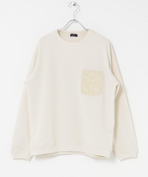 ITEMS URBANRESEARCH（アイテムズ アーバンリサーチ）の「ポケット切替ツイードクルーネックtops（Tシャツ/カットソー・メンズ・オフホワイト/ブラック/ブルー系その他・MEDIUM/LARGE）」の11枚目の写真
