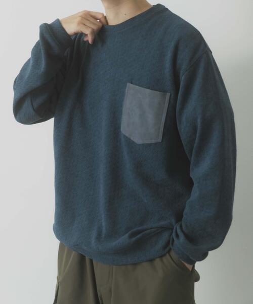 ITEMS URBANRESEARCH（アイテムズ アーバンリサーチ）の「ポケット切替ツイードクルーネックtops（Tシャツ/カットソー・メンズ・オフホワイト/ブラック/ブルー系その他・MEDIUM/LARGE）」の14枚目の写真