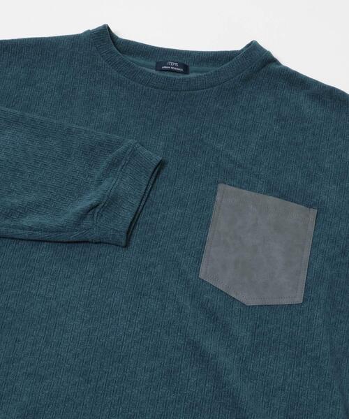 ITEMS URBANRESEARCH（アイテムズ アーバンリサーチ）の「ポケット切替ツイードクルーネックtops（Tシャツ/カットソー・メンズ・オフホワイト/ブラック/ブルー系その他・MEDIUM/LARGE）」の18枚目の写真