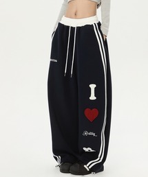 HALEY PESCA | HALEY PESCA/I LOVE パッチワーク　バイカラースウェットパンツ(スウェットパンツ)