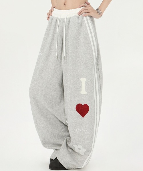 HALEY PESCA（ヘーリーペスカ）の「HALEY PESCA/I LOVE パッチワーク　バイカラースウェットパンツ（スウェットパンツ・レディース・ネイビー/グレー・MEDIUM/SMALL）」の5枚目の写真