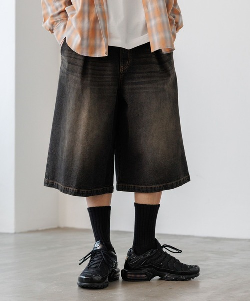 PBLIM（ページボーイリム）の「《UNISEX》ワイドハーフパンツ（デニムパンツ・レディース・ブルー/ブラック/レオパード/リアルツリーカモ・MEDIUM/LARGE）」の2枚目の写真