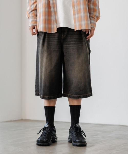 PBLIM（ページボーイリム）の「《UNISEX》ワイドハーフパンツ（デニムパンツ・レディース・ブルー/ブラック/レオパード/リアルツリーカモ・MEDIUM/LARGE）」の5枚目の写真