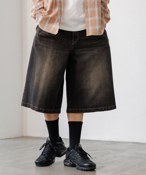 PBLIM（ページボーイリム）の「《UNISEX》ワイドハーフパンツ（デニムパンツ・レディース・ブルー/ブラック/レオパード/リアルツリーカモ・MEDIUM/LARGE）」の6枚目の写真