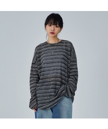 ACOVER（オコボ）の「シースルーストライプニットロングスリーブブラック（ニット/セーター）」