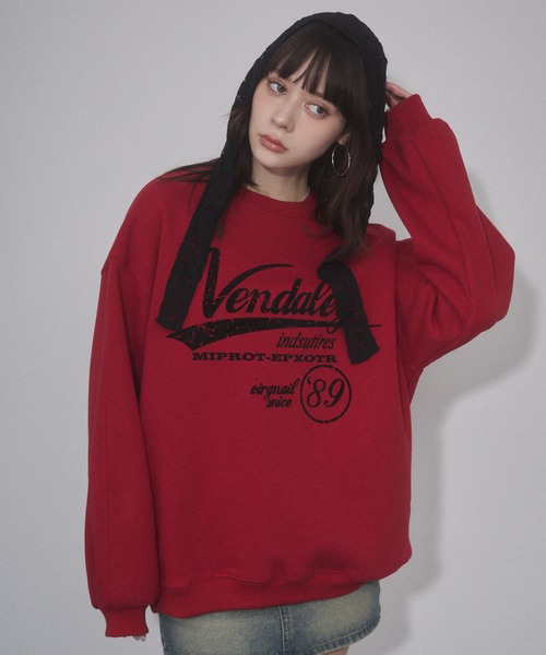 ENVYM（アンビー）の「ヴィンテージプリントオーバーサイズスウェット（スウェット・レディース・グレー/レッド/ブラウン/ブラック・FREE）」の7枚目の写真