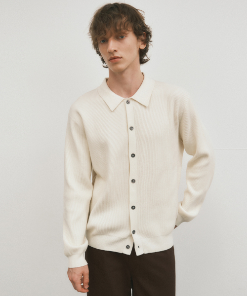 WEDNESDAY OASIS(ウェンズデーオアシス)の「オールウェイズウォッシャブルカラー ニットカーディガン_IVORY(WC25-KN45)(カーディガン/ボレロ・メンズ・アイボリー・MEDIUM/LARGE)」の2枚目の写真