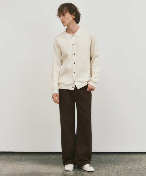 WEDNESDAY OASIS(ウェンズデーオアシス)の「オールウェイズウォッシャブルカラー ニットカーディガン_IVORY(WC25-KN45)(カーディガン/ボレロ・メンズ・アイボリー・MEDIUM/LARGE)」の3枚目の写真