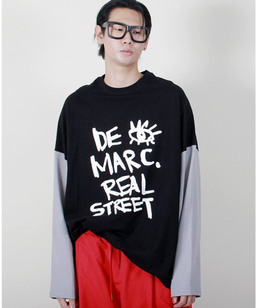 DEMARC(ドゥマーク)の「オーバーサイズストリートテキスト配色長袖Tシャツブラック(Tシャツ/カットソー・メンズ・その他・MEDIUM/LARGE)」の3枚目の写真