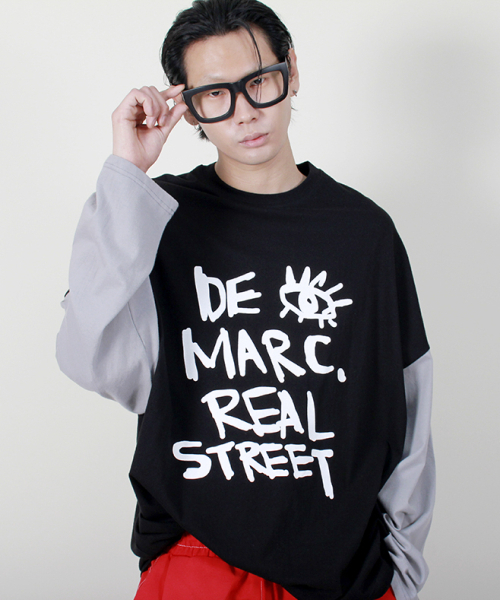 DEMARC(ドゥマーク)の「オーバーサイズストリートテキスト配色長袖Tシャツブラック(Tシャツ/カットソー・メンズ・その他・MEDIUM/LARGE)」の4枚目の写真